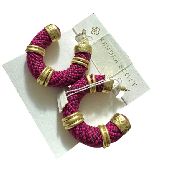 New Kendra Scott Maya Woven and Gold Corded Hoope Earrings - Picture 5 of 7